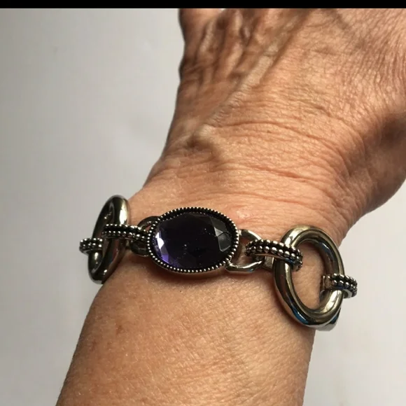 Lia Sophia Epiphany Abalone & Purple Crystal Silver Bracelet - Picture 6 of 7
